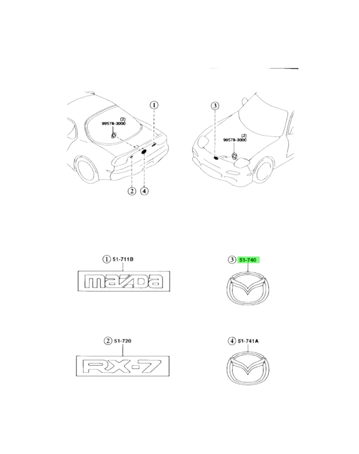 RX7 FD Front Badge (New) (Genuine)