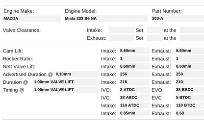 MX5 NA Kelford Cams N/A (Stage 1)
