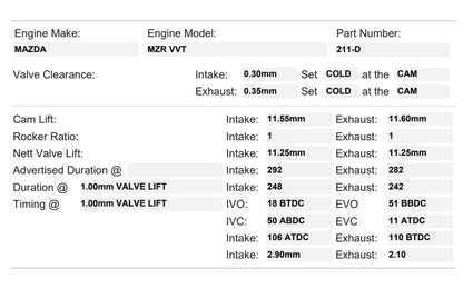 MX5 NC Kelford Cams N/A (Stage 3)