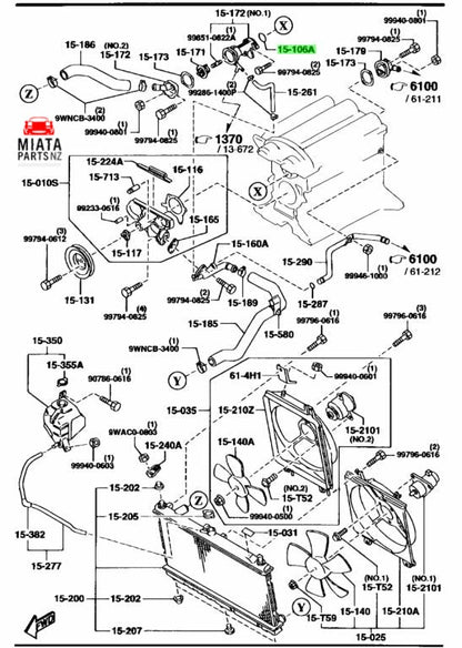 MX5 NA/NB Waterpump/Thermostat Neck O Ring (New) (Genuine)
