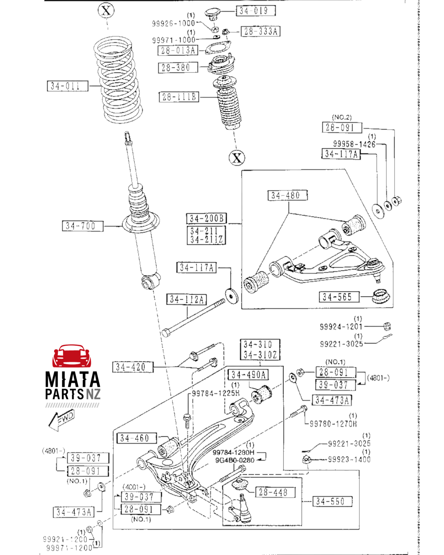 MX5 NA/NB Upper Front Control Arm Bushing (Genuine)