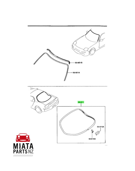 RX7 FD Rear Outer Windscreen Molding (New) (Genuine)