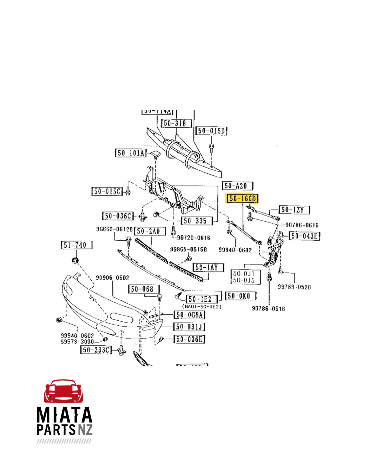 MX5 NA Front Bumper Lower Support Rod (New) (Aftermarket)