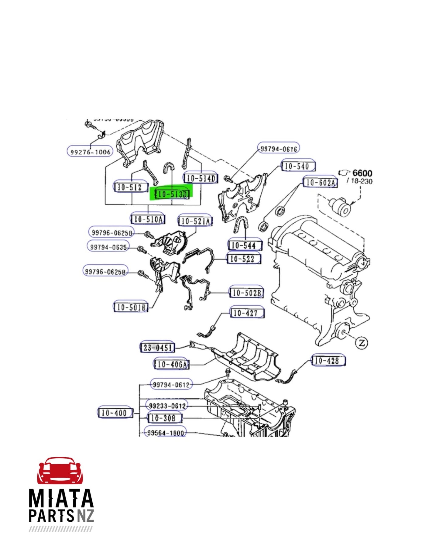 MX5 NA Upper Plastic Timing Cover Gaskets (New) (Genuine)