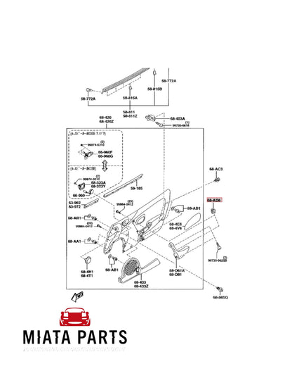 MX5 NB Interior Door Pull Grommet Mount (New) (Genuine)