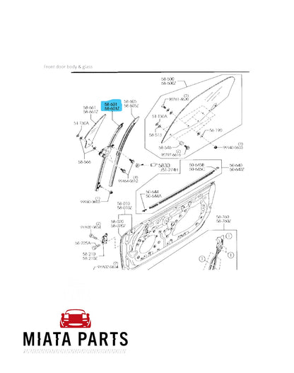 MX5 NC Window Guide Vertical (Used)