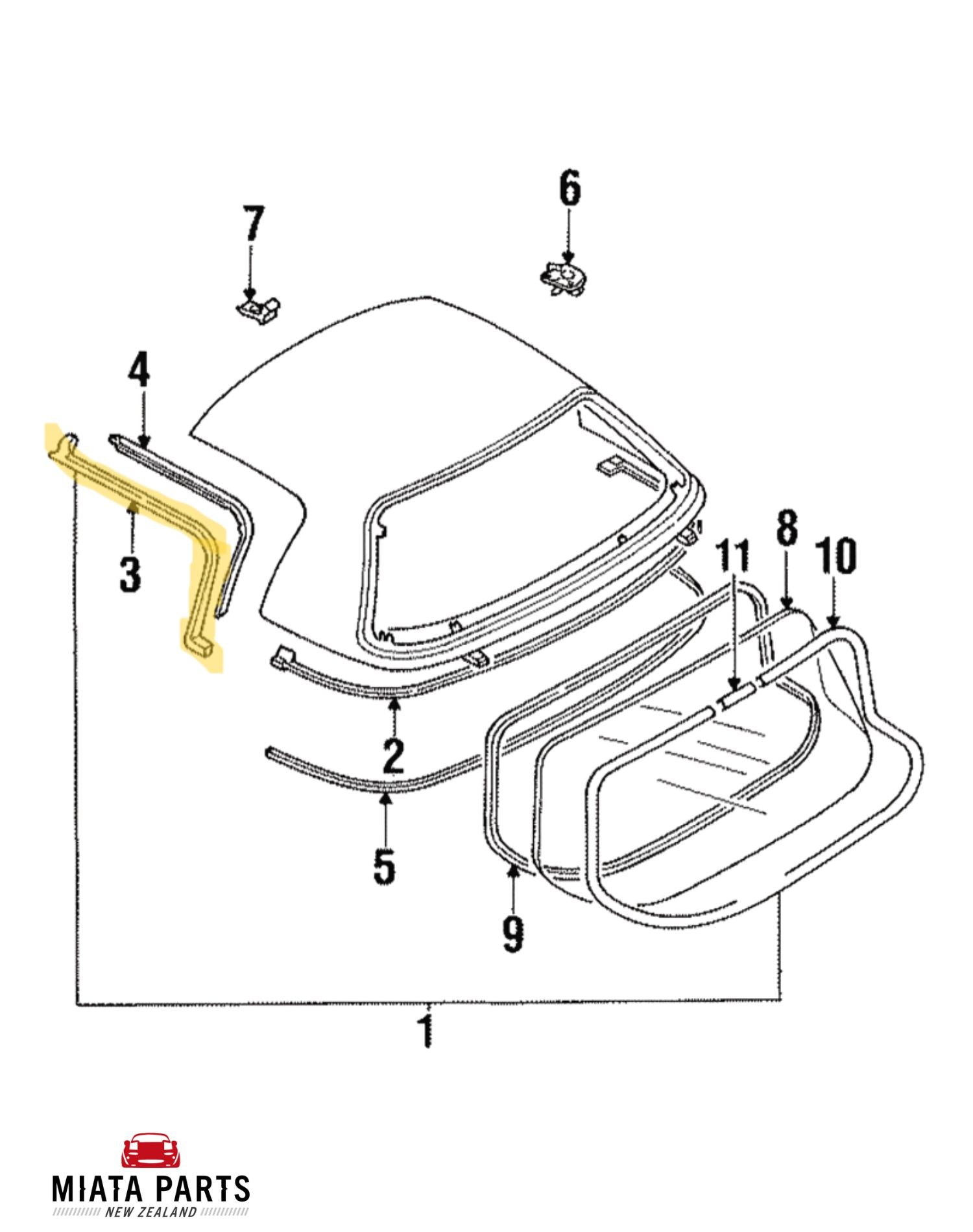 Miata Hardtop Window Seal - Reference