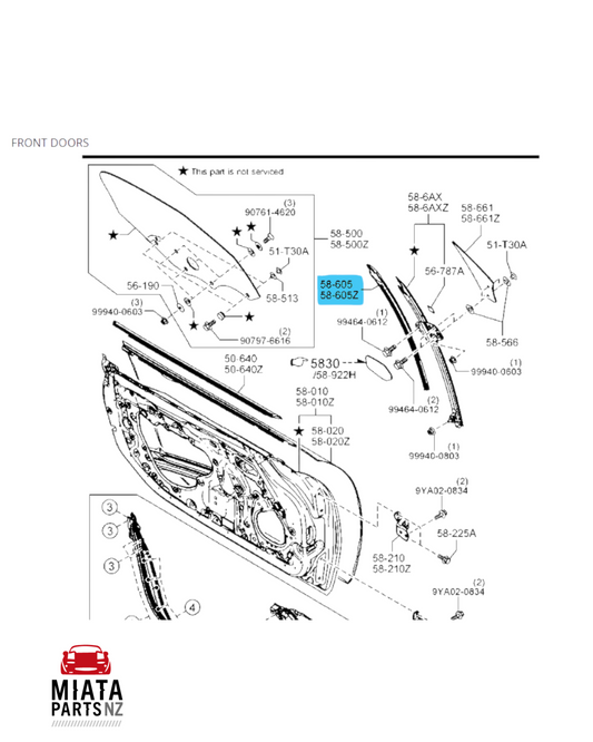 MX5 ND Window Guide Vertical Seal (New)