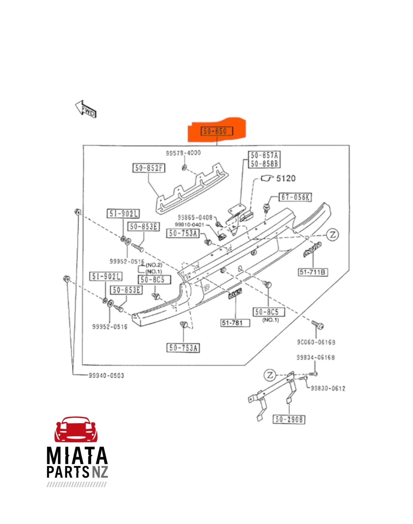 MX5 NA Rear Garnish Panel (New) (Genuine)