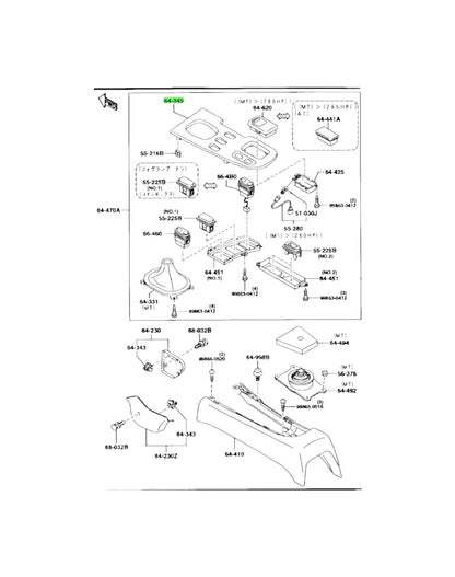 Rotary Parts NZ genuine Mazda RX7 FD right hand drive centre console trim assembly diagram and parts list